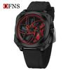 European-Style Men's Sport Quartz Watch with Waterproof Skeleton Design and Versatile Silicone Strap