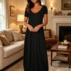 Long Nightgown for Women Short Sleeve Crew Neck Lounge Night Dress Casual A-Line Summer T Shirt Dress