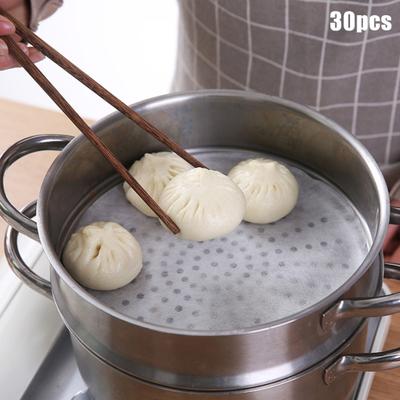 30Pcs Kitchen Bun Paper Disposable Non-stick Steamer Cooking Dumplings Pad Tool