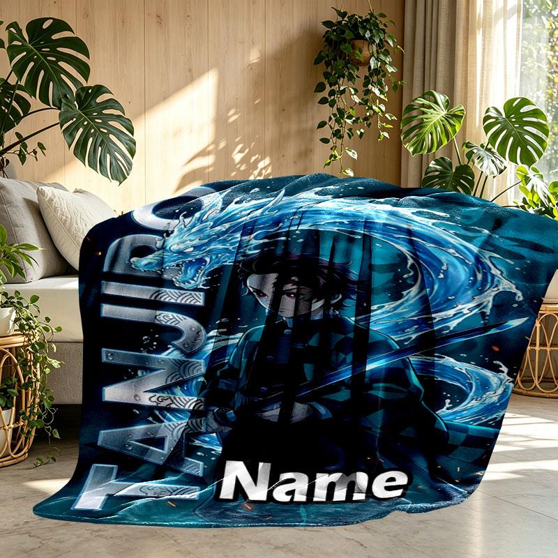 Individuelle Personalisierte Demon Slayer Druckdecke, Heimdekoration, Schlafzimmer, Sofa, Camping, Couch, Geschenke für Geburtstag Weihnachten
