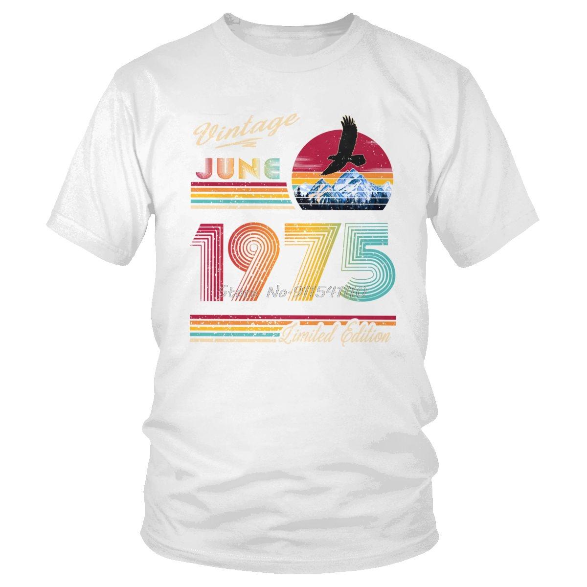 

Ретро Футболка на День Рождения Июнь 1975 Мужская Футболка с Короткими Рукавами Хлопковая Футболка Футболки Футболка с Круглым Вырезом Подарок на День Рождения Футболка Мужская Одежда S