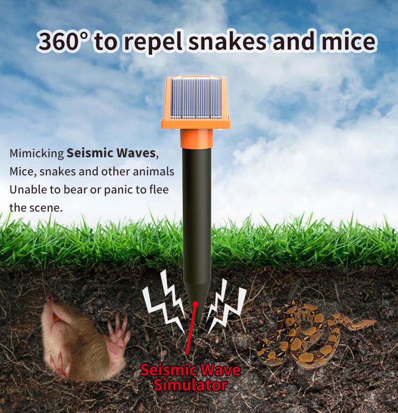Solar-Powered Ultrasonic Mouse & Snake Repellent with LED Light for Outdoor Use