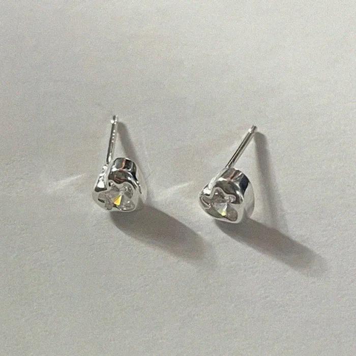 Silver Moire Heart Earrings
