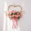 New Heart-Shaped Carnation Wreath Suitable for Valentine's & Mother's Day - Plastic Door/Wall Hanging Decor with Carnations