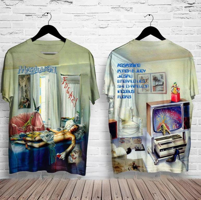 Marillion Rockové Album 3D Tisk Unisex Oversized Tričko s Kulatým Výstřihem Streetwear