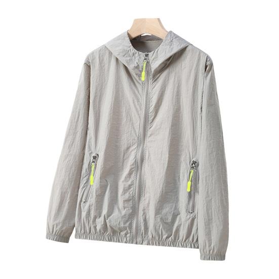 

Сонцезахисна куртка Водонепроникна швидковисихаюча вітровка з капюшоном Одяг для риболовлі та полювання Легка куртка з бічними кишенями на повній блискавці Весна-осінь M сірий