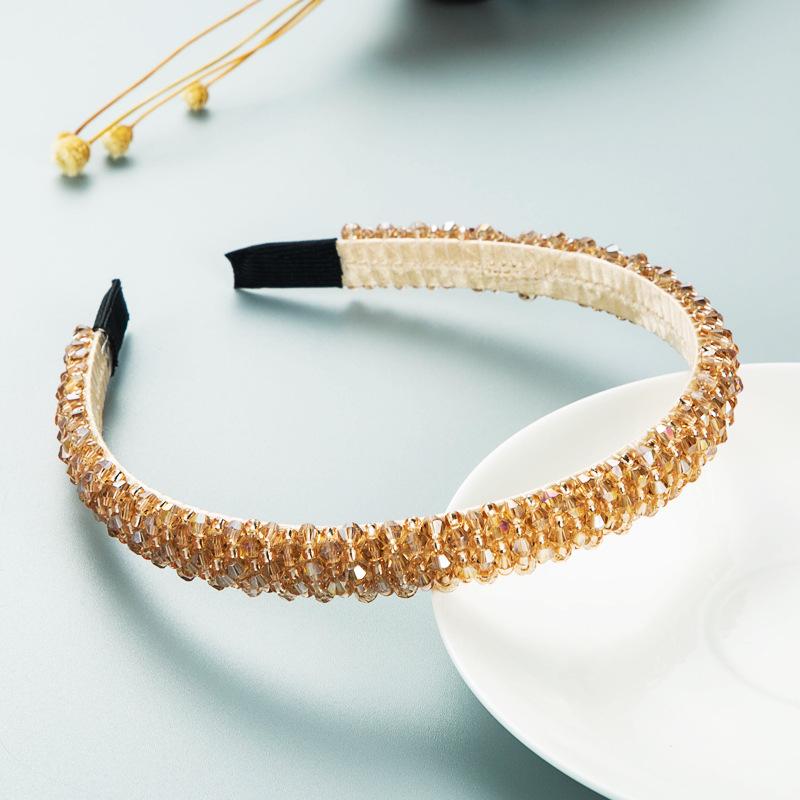 Handmade Beaded Headband Thin Cross Colorful Bead Braided Hairband Hair Rope Women Hair Accessories