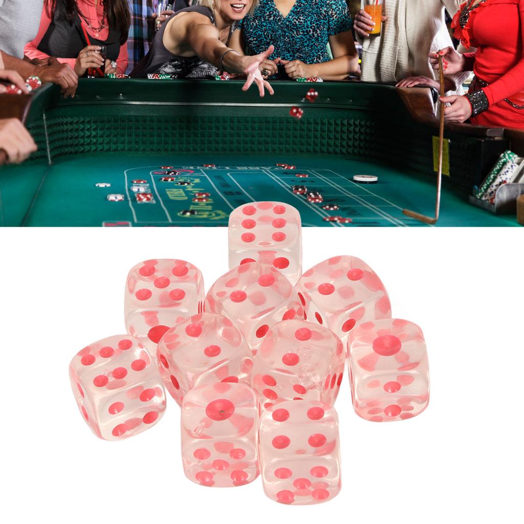 20pcs Dice Set 6 Sided Transparent Dices Rounded Corner Dice for Board Games and Teaching Math