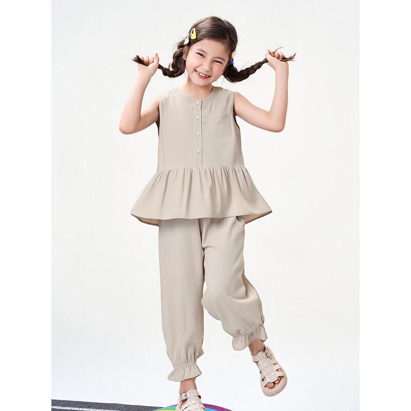 

Montagut Girls Summer Doll Collar Vest & Pants Set 150