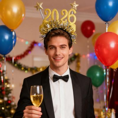 2026 Glitzer-Haarband für Silvester-Weihnachtsfeier Haarschmuck mit Sternen Festlich