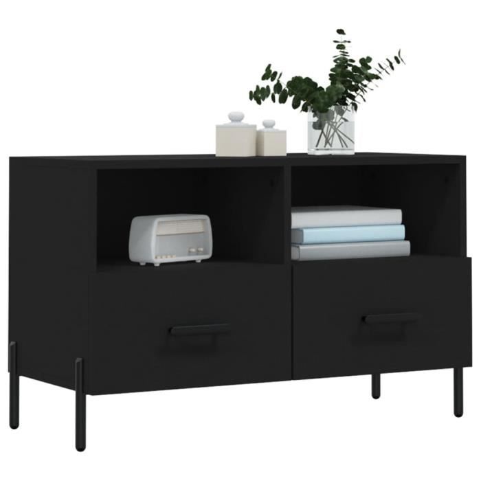 VidaXL Meuble TV Noir 80x36x50 cm Bois d'ingénierie 828981