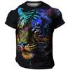 3D Harajuku Tiger Pattern Pánská trička Hip Hop Punk Styl Streetwear Móda Pulovr s krátkým rukávem do O Tričko nadměrné velikosti
