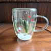 Pine Mug Christmas Collection Cup Coffee Tea Pine Trees Mug Winter Holiday Tea Cup Insulated Glass With Double-Layer For Home