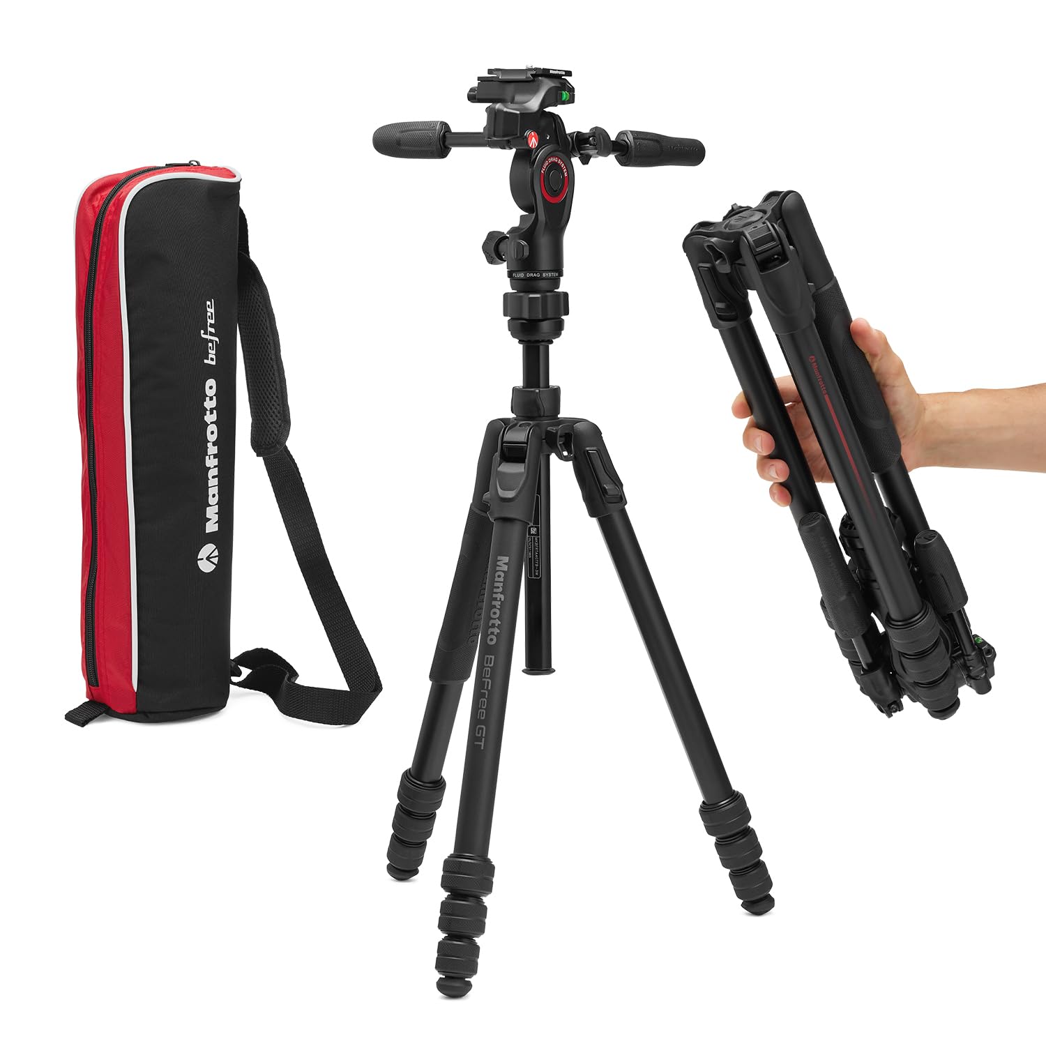 

Професійний дорожній штатив Manfrotto Befree GT PRO з рідинною головкою та вирівнювальною колоною для алюмінієвого гвинтового DSLR бездзеркального фотоапарата, аксесуари, 3-сторонній