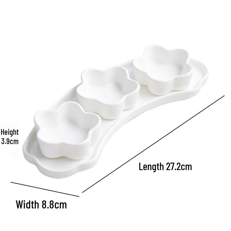 Zen Style Three-Compartment Ceramic Appetizer & Snack Plate