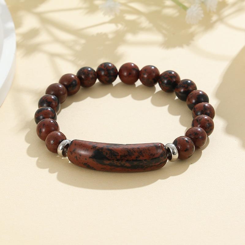 8mm Green Aventurine and Pink Crystal Handmade Bead Bracelet with Curved Tube Design