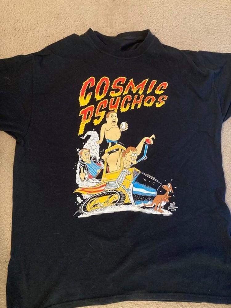 Винтажная Черная Хлопковая Футболка Унисекс с Логотипом Группы Cosmic Psychos для Турне и Концертов S 1990₽