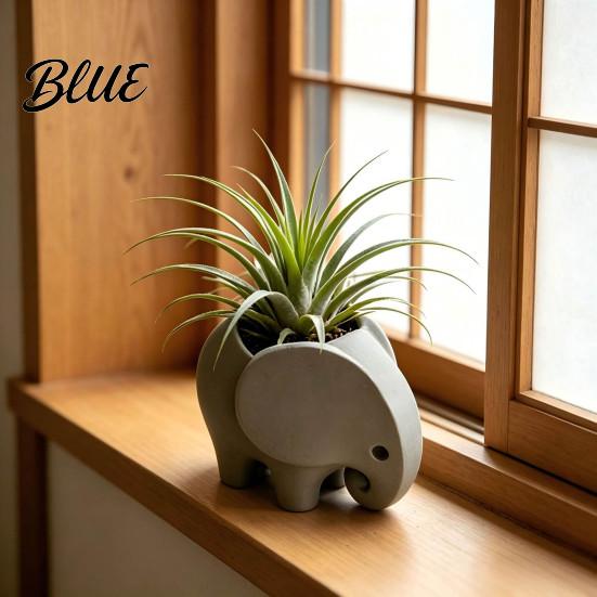 Resin Animal Figurine Desktop Ornaments Elephant Pot Planter 3D Printed Cute Small Printing Ornaments Multi-Purpose Flowerpot And Pen Holder