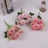 10 pièces Bouquet de Roses d'Angle Simulation 7 Têtes Luxe Léger Fleurs Roses en Soie Décoration d'Auditorium de Mariage Fleur Artificielle Rose