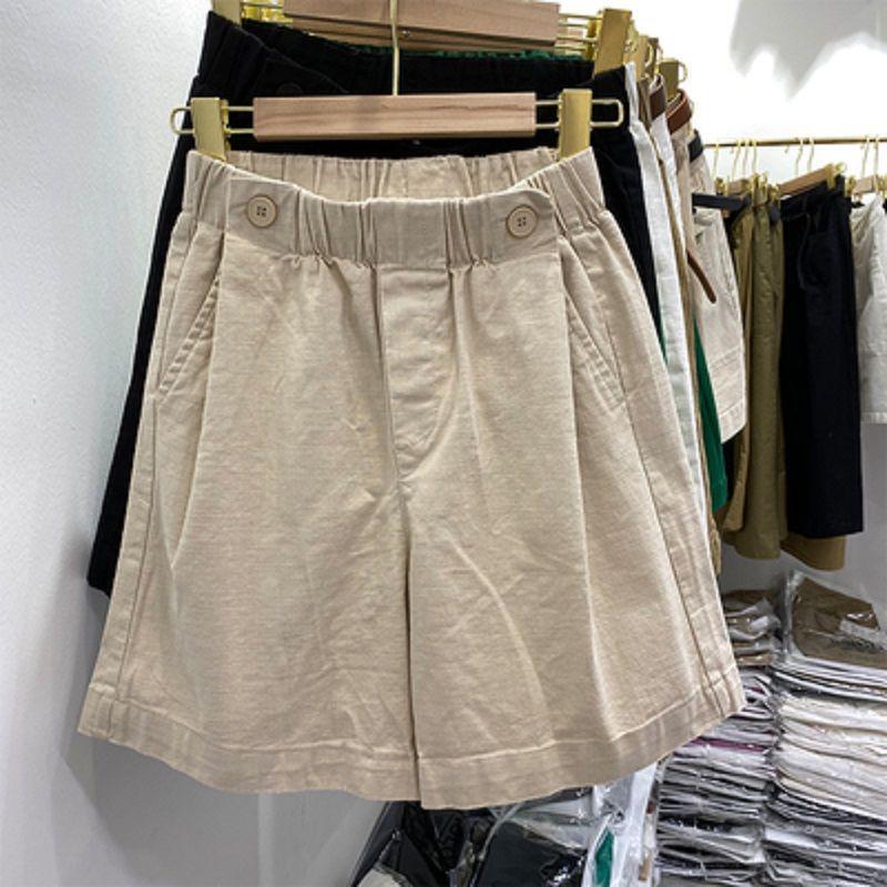 Women's Summer High-Waist Cotton Cropped Pants - Slimming, Harajuku Style, Plus Size, Elastic Waist, Lightweight Casual Wear