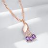 Shiny Purple Natural Zircon Pendant Necklace For Women Fashion  Rose Gold Color Crystal Flower Daily Fine Jewelry