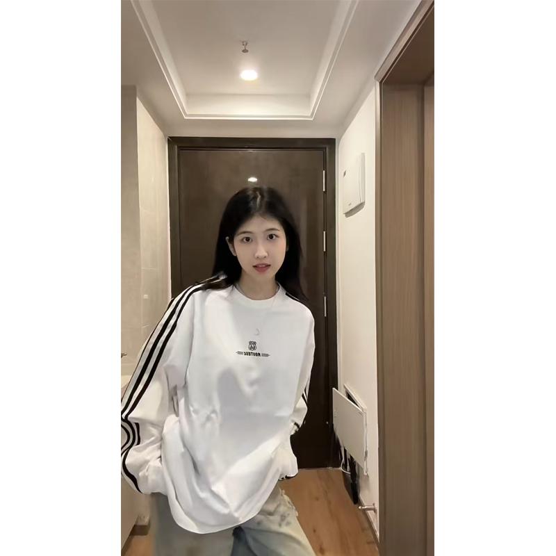 Retro Chic Women's Striped Long-Sleeve Tee - Casual Spring/Autumn Wear