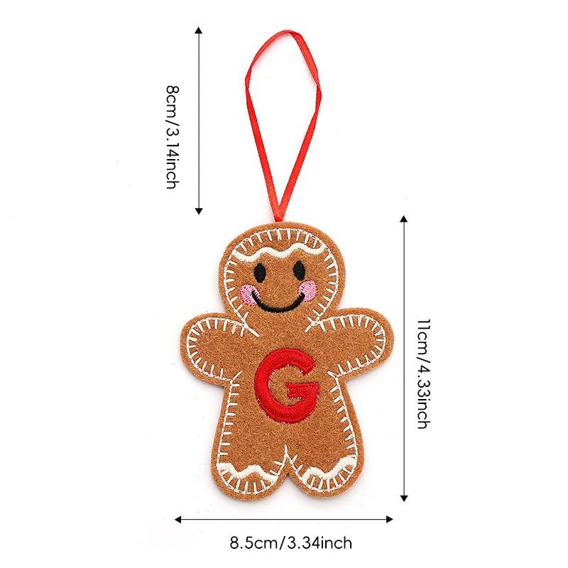 A-Z Gingerbread Man Doll Christmas Decoration Pendants Xmas Tree Hanging Ornament Christmas for Home New Year Kids Gift
