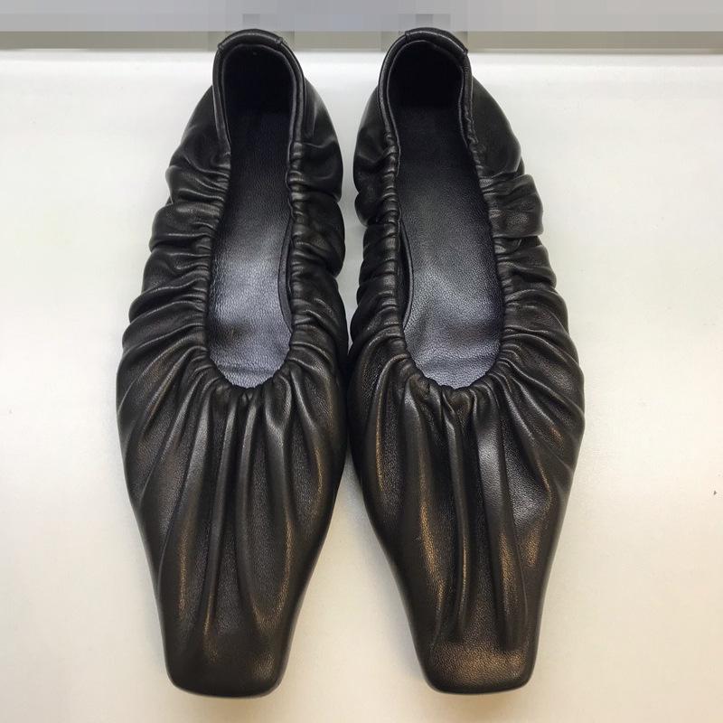 Shoes Woman Flats Low Heels Shallow Mouth Dress Rubber PU Shallow Mouth Low Heels Shoes Woman Flats Dress PU