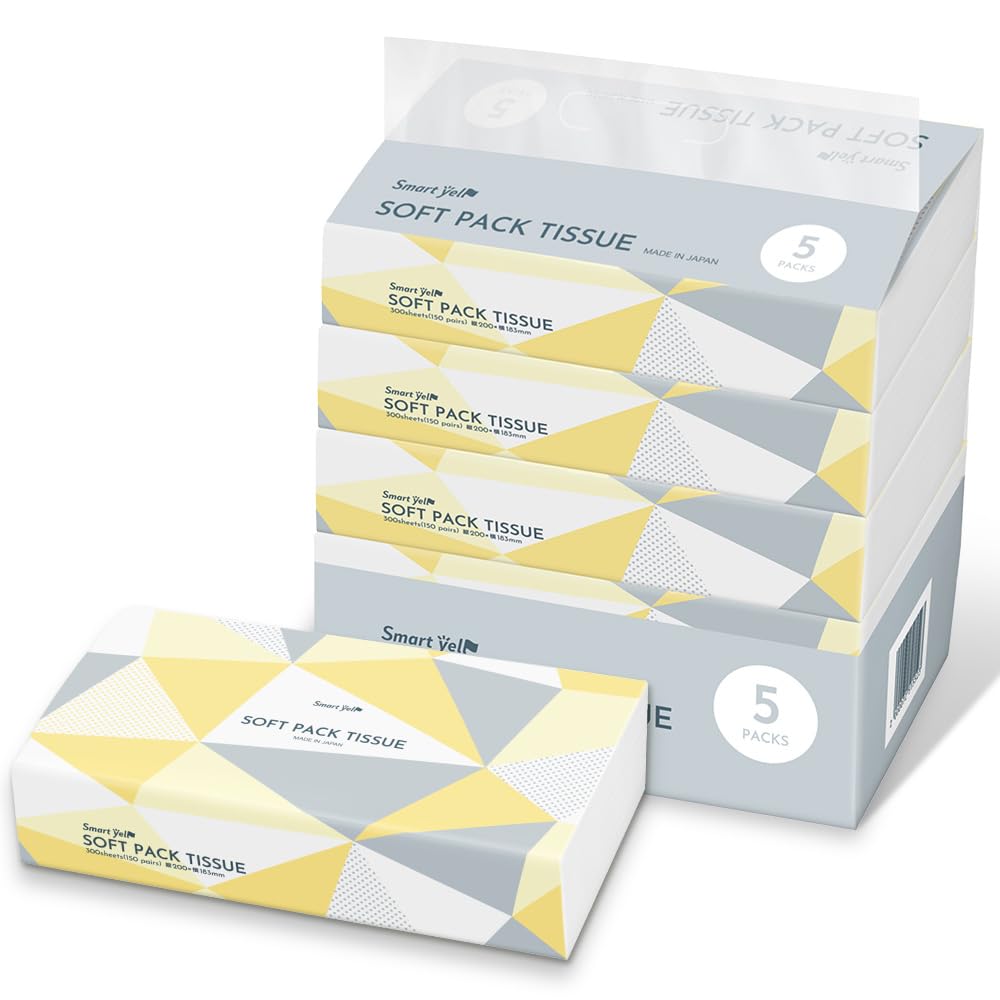

IRIS PLAZA Smart Ale Tissue 300 Sheets x 5 Made in Japan Paper, (150 Pairs) Packs,