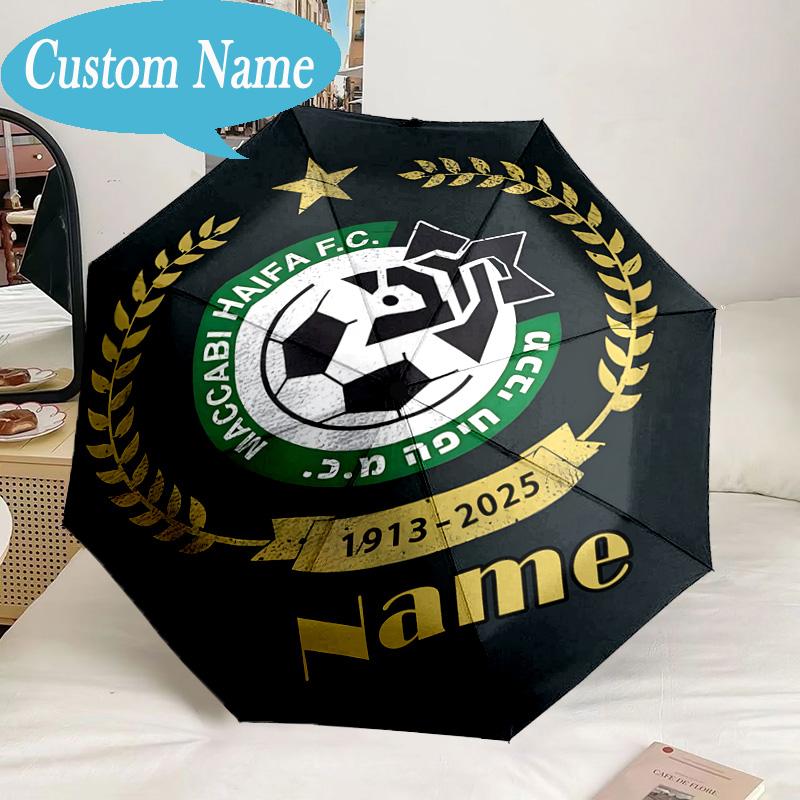 Custom Name Umbrella Maccabi Football Crest Umbrella 8-Frame for Travel, Camping, Casual Lightweight Portable, Essential for Family Gifts