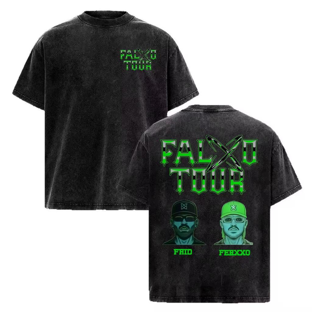 T-shirt Vintage Lavata Rapper Feid Ferxxo Tour 2026 Abbigliamento Uomo Moda High Street T-shirt Leggera e Traspirante per Outfit Estivi Freschi