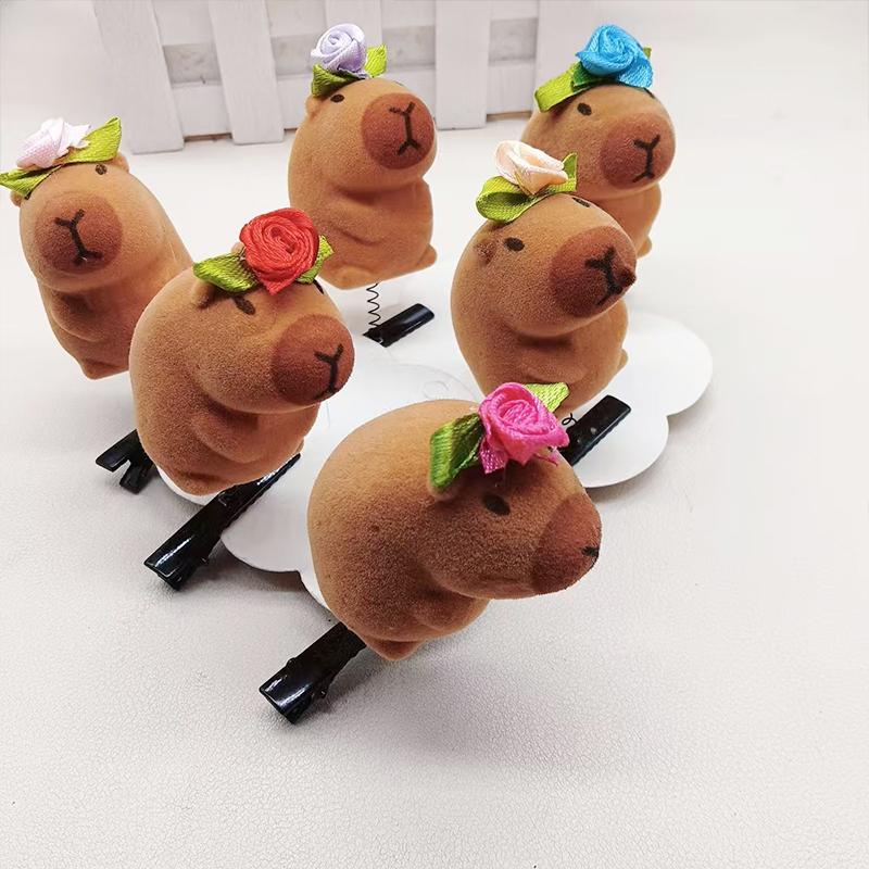 10Pcs Set Kapibala Hairpin Animation Sunglasses Capybara Headband Keychains Gifts For Guests Phone Bag Animal Pendants