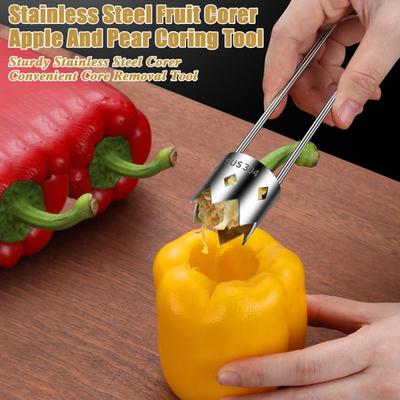 1/2 pezzi in acciaio inox per rimuovere il torsolo del peperone Rimozione rapida del torsolo per verdure e frutta Gadget per tagliare il torsolo del peperone rosso facile da usare