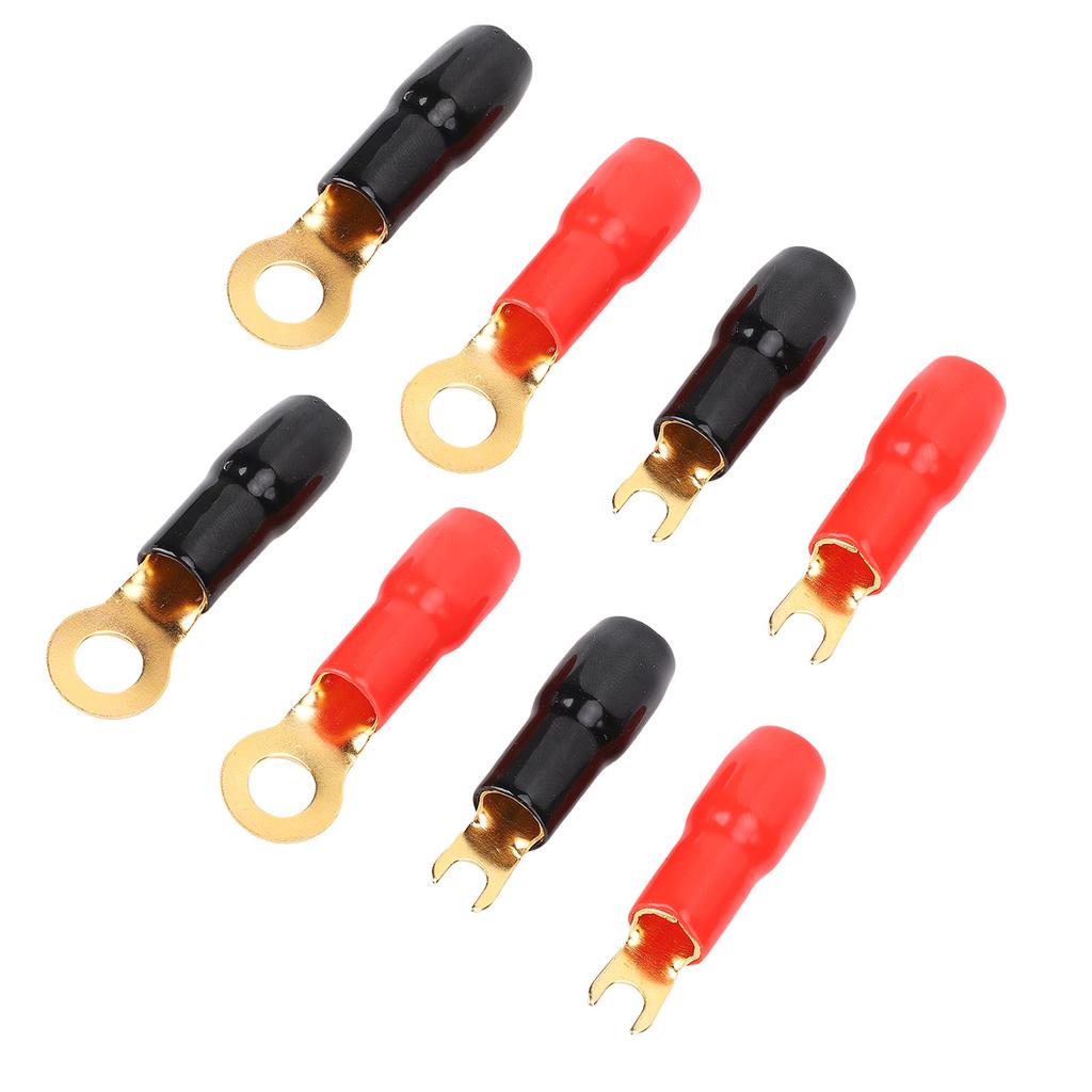 4 Gauge Streifen Gabelklemmen Gabel-Adapter Stecker Schwarz Rot Kupfer Crimpverbinder