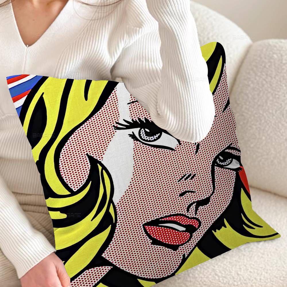Roy L-Lichtenstein Pop Art Pillow Gift Home Office Decoration Bedroom Sofa Car Cushion Cover case 45x45