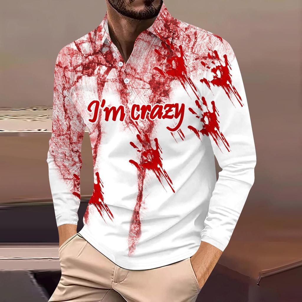 Herren Abstrakt 3D-bedrucktes Lässiges Alltags Langarm Button-Down POLO