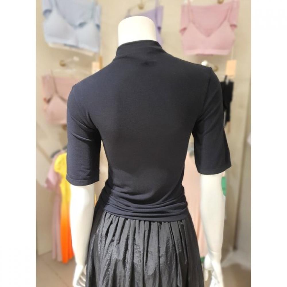 2nd Skin Modal 5 Sleeve Mock Neck Short Sleeve Top 2 Colors Newst3100