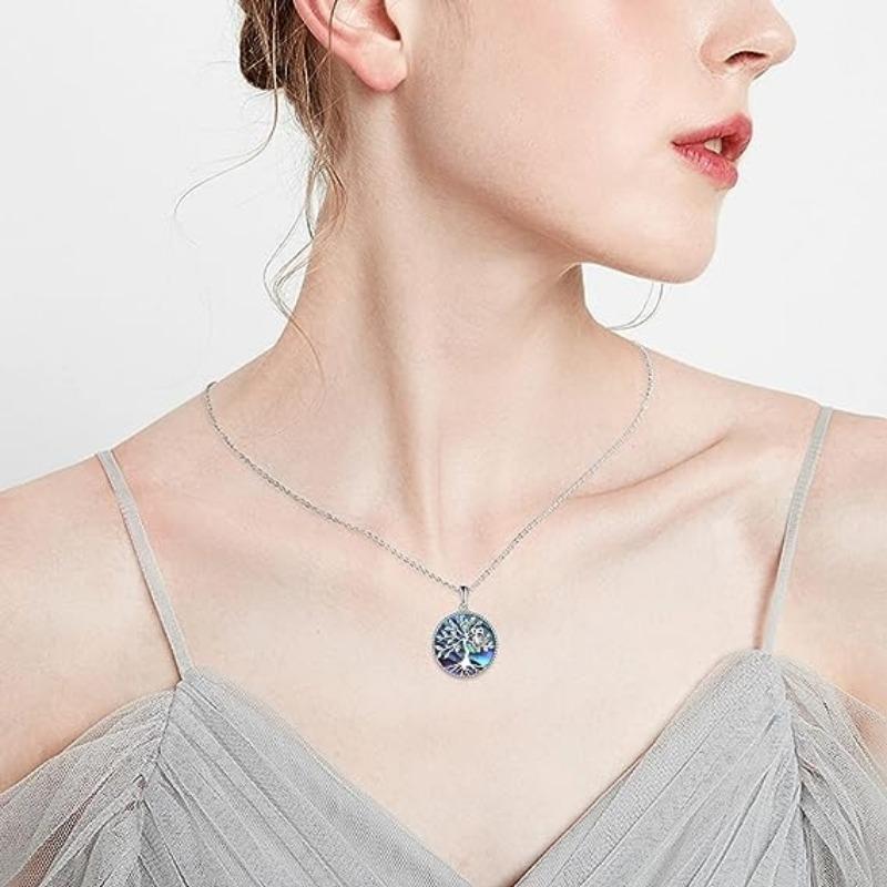 Owl Tree of Life Pendant Abalone Shell Necklace Gives Feminine Charm Not Fading Titanium Steel Chain Fashion Jewelry Accessories