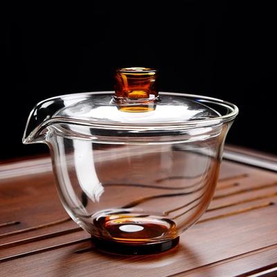 HMLOVE Žáruvzdorné sklo Gaiwan Průhledný kryt Mísa Víčko Velký čajový šálek Terina Cestovní čajový set Domácí dárek 200ML