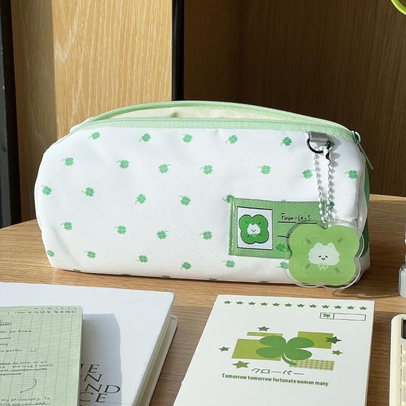 1 Stück Große Kapazität Niedlicher Kosmetik- und Schreibwaren-Organizer Klee Kätzchen Federmäppchen Für Schule Büro Reiseaufbewahrung