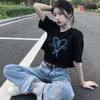 HOUZHOU Crop T-shirt Frauen Drucken Lose Kurzarm Sommer Nabel Ins Sexy Chic Casual Übergroßen Trend