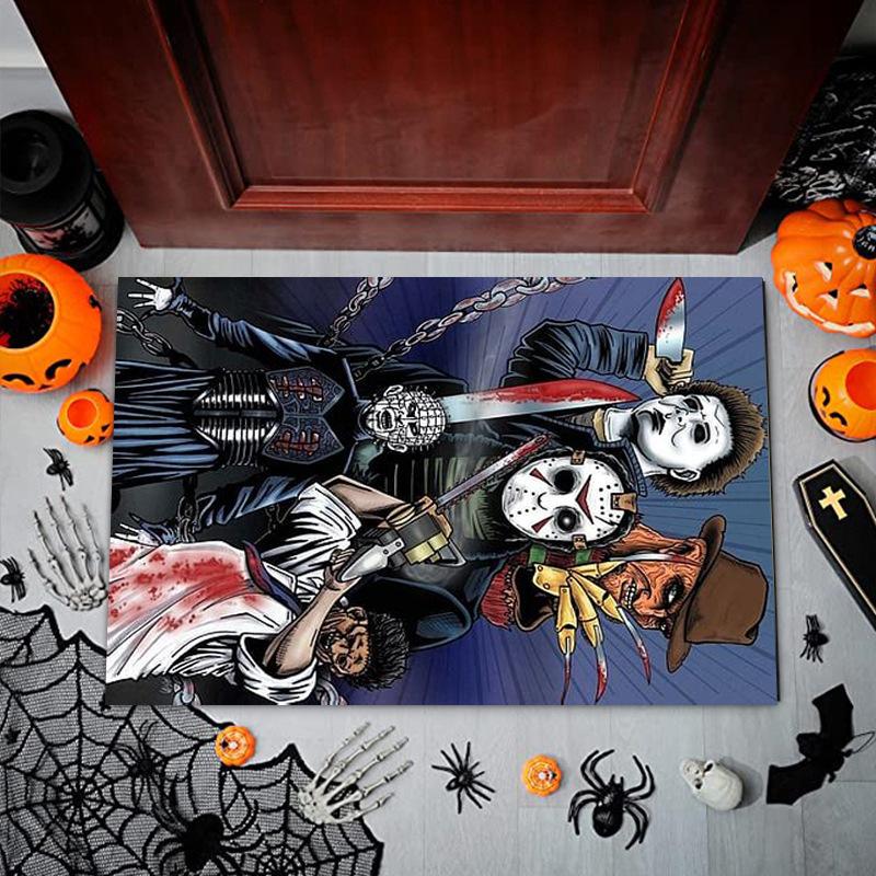 Horror Clown Halloween Circus Door Mat Creepy Design Non-slip Carpet Rug for Halloween Party Entryway Home Decoration Rug Mat