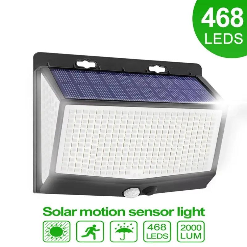 3PCS 468 LED Solar Lights Outdoor Waterproof Motion Sensor Solar Lamp 3 Side Illumination Wall Garage Garden Light Foco Led Spotlight