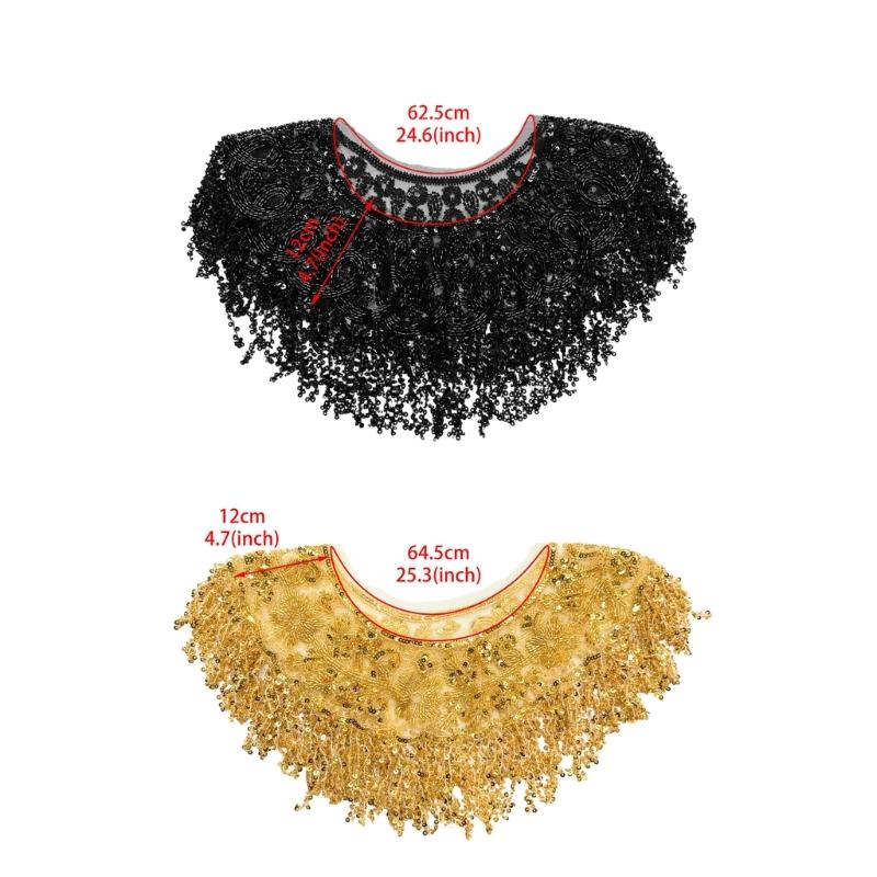 Glitter Fringe Detachable Collar Shawl Scarf For Women Elegant Party Accessory