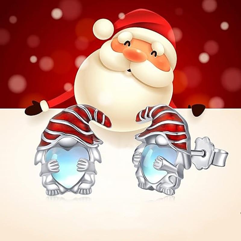 Cute Santa Claus Stud Earrings, Fashionable Design Earrings For Women, Love Heart-Shaped Christmas Matching Jewelry.