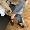 Sanfte innere Höhenerhöhung, abendliche Einzel-Schuhe für Damen 2025 Frühling und Herbst neu, Retro-Wildleder Ein-Wort Mary Janes mit weicher Sohle
