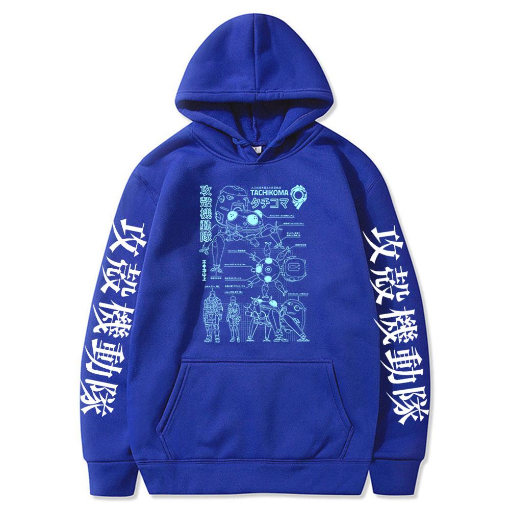 Japan Anime Ghost In the Shell tisk Pánské mikiny s kapucí mikiny Harajuku Kusanagi Motoko Neformální Oversized Streetwear