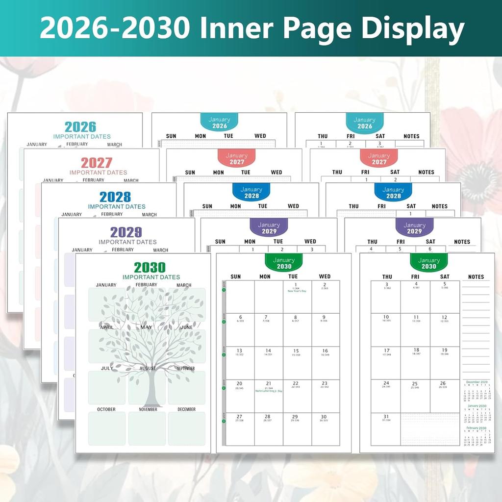 2026-2030 Monthly Planner, 5 Year Calendar Planner, Jan 2026 - Dec 2030, 8.3" x 6", Year Planner with Twin-Wire Binding, Holiday Reference, Notes