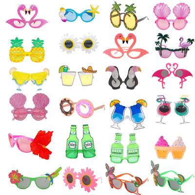 Hawaiian Beach Party Glasses: Coconut Tree, Flamingo, Parrot, Ice Cream, Flower & Wine Glass Fun