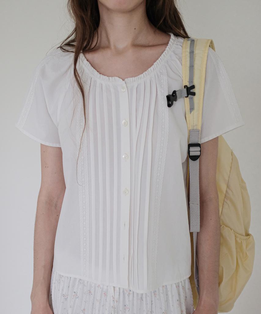 Toabe Sol Pintuck Lace Blouse (Ivory)